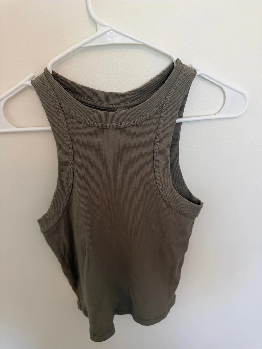 Free People Olive Green Ribbed Racerback Tank